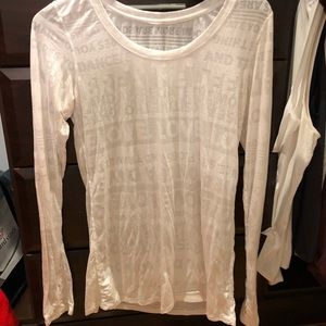 White Lululemon T Short with Phrases